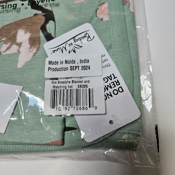 Baby Be Mine Gia Swaddle Blanket  And Hat Set in Soft Green - Picture 2 of 4